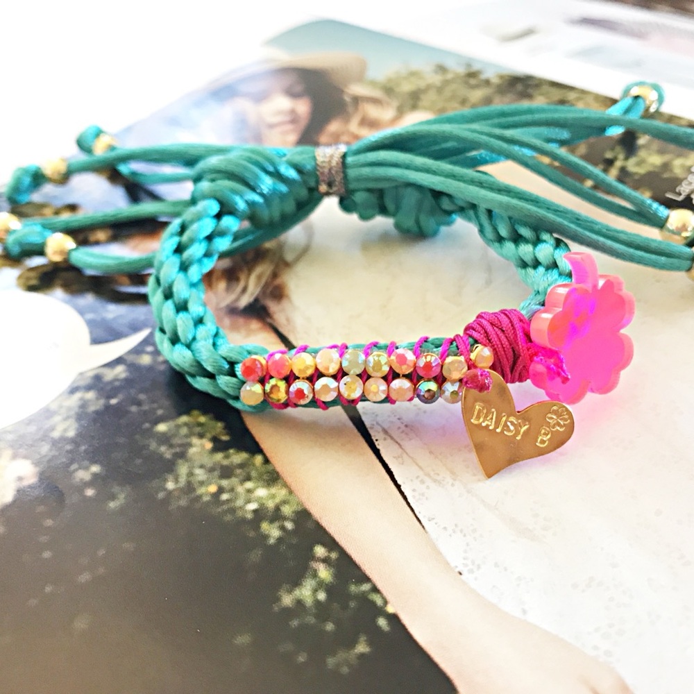 Colorful Beaded Bracelet with Heart Charm